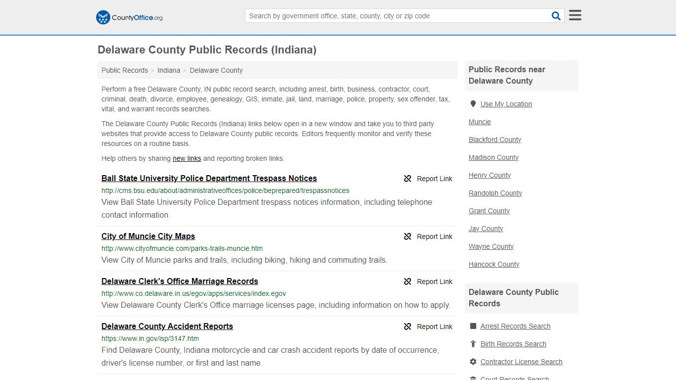 Delaware County Public Records (Indiana) - County Office